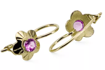 Earrings Vintage Jewlery Amethyst 14K Yellow gold vec028y